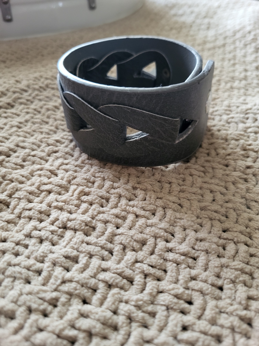 paparazzi Gray Braided Cutout Faux Leather Cuff Bracelet